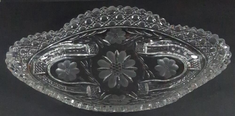 Antique American Brilliant Period (ABP) Cut Glass Master Ice Cream Tray 14 in